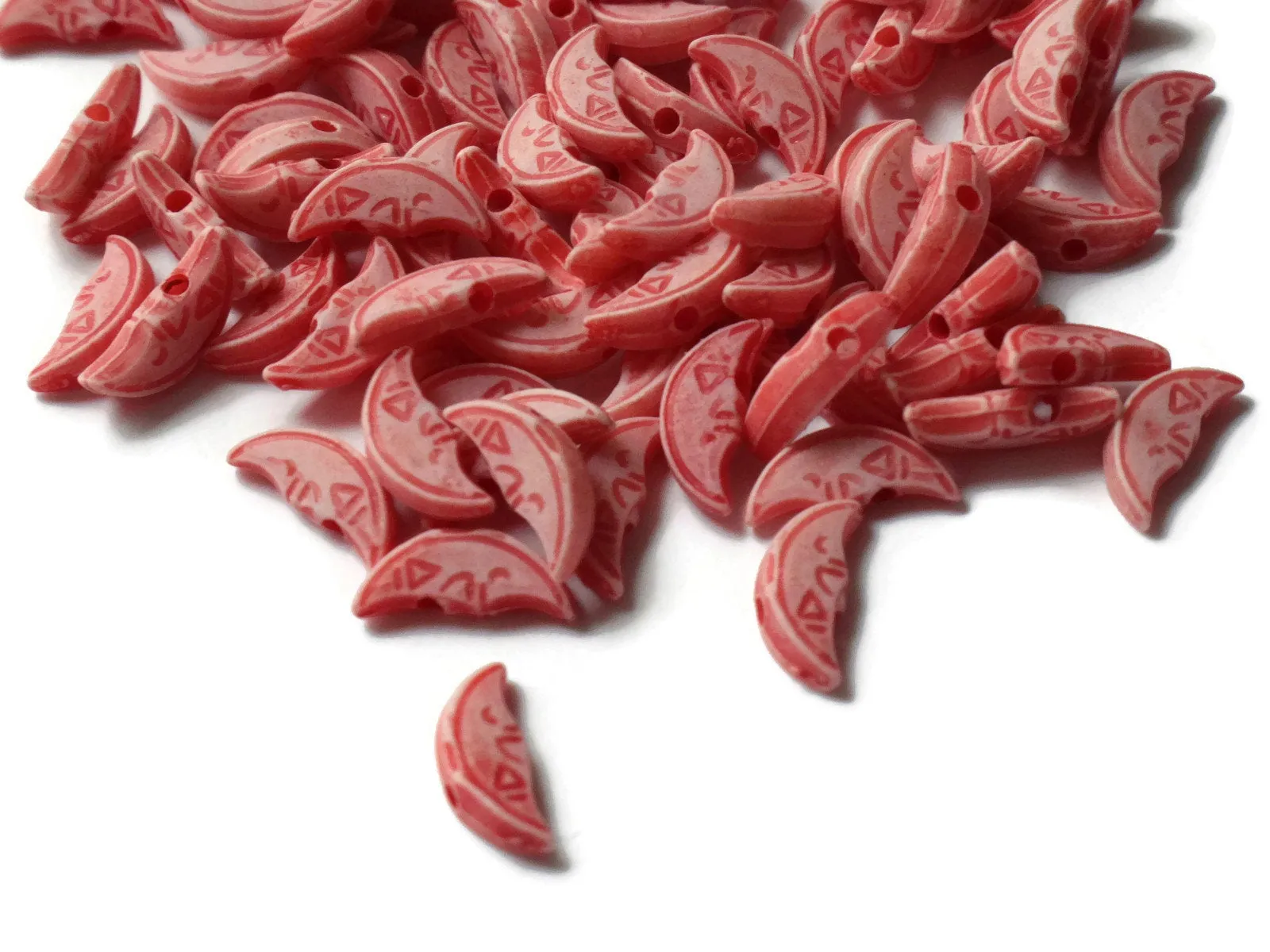 100 12x5mm Red Moon Beads Crescent Moon Beads Plastic Man In The Moon Celestial Beads