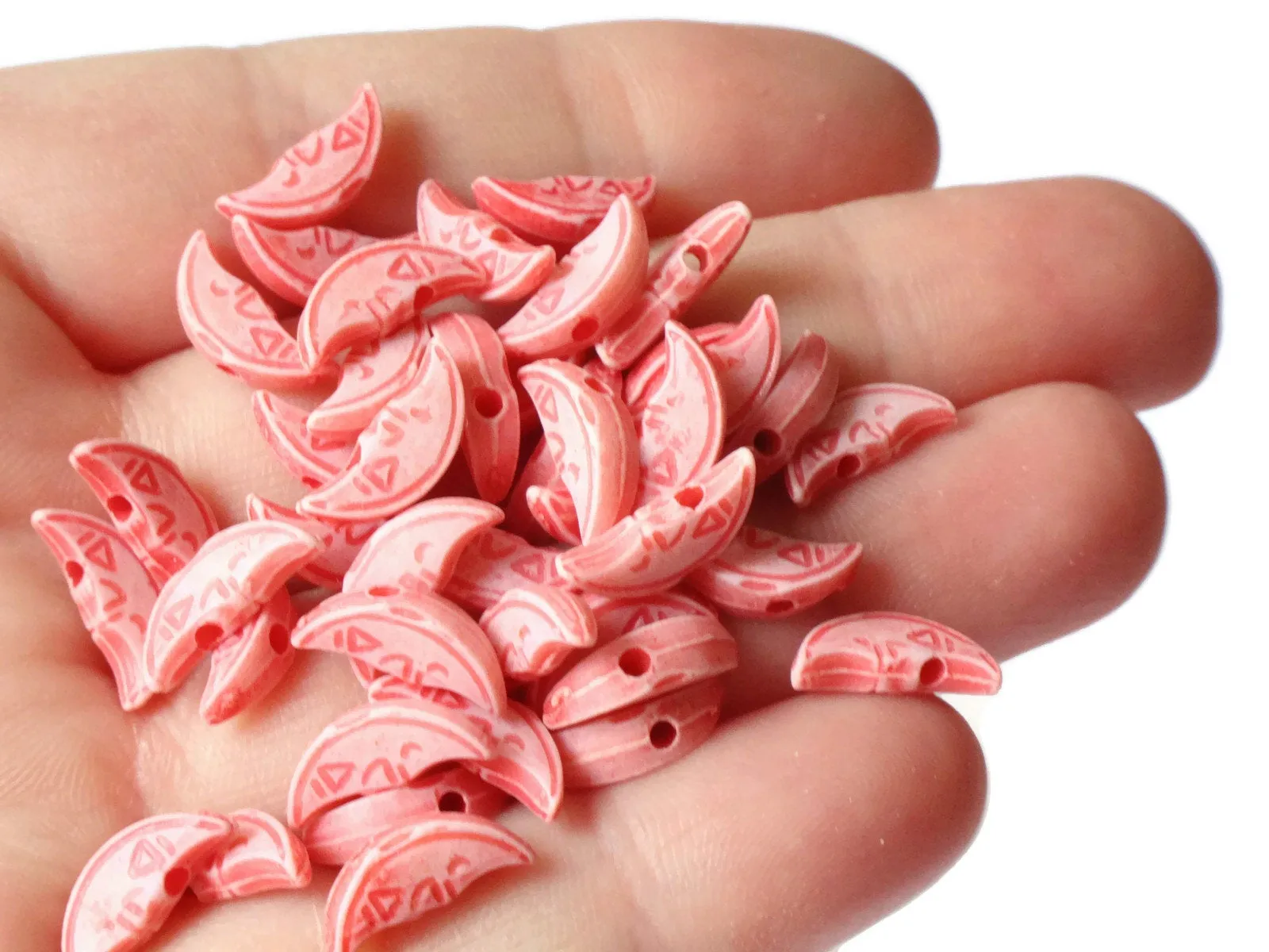 100 12x5mm Red Moon Beads Crescent Moon Beads Plastic Man In The Moon Celestial Beads