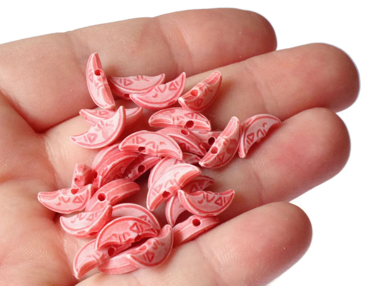100 12x5mm Red Moon Beads Crescent Moon Beads Plastic Man In The Moon Celestial Beads