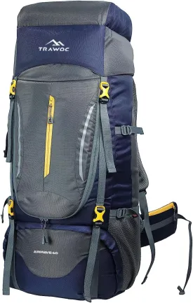 AIRWAVE 60L Travel Backpack Hiking Trekking Bag Camping Rucksack Bag for Men and Women, Grey