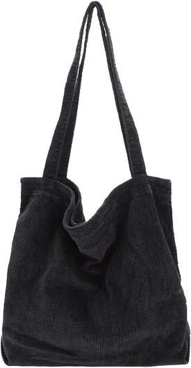 ALUWU Corduroy Tote Bag for Women Girl Canvas Shoulder Handbags Cute Large Purse