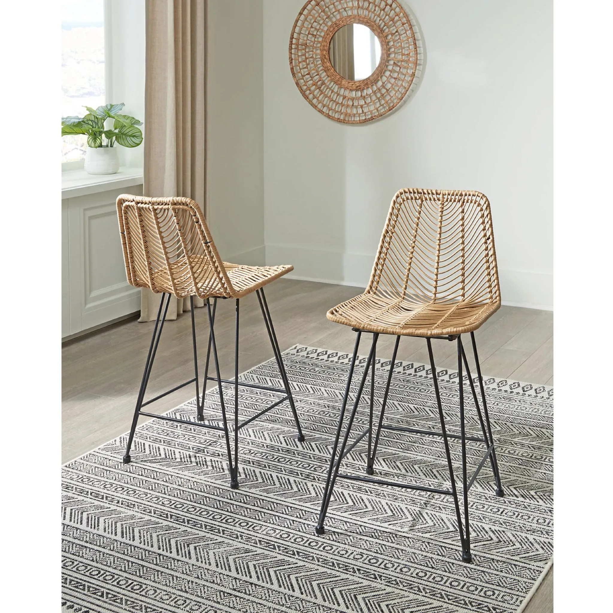 Angentree Counter Height Stool - Natural/Black - (D434-224)