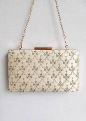 Anya Box Clutch Cream and Light Gold - AM BC 0619 0003