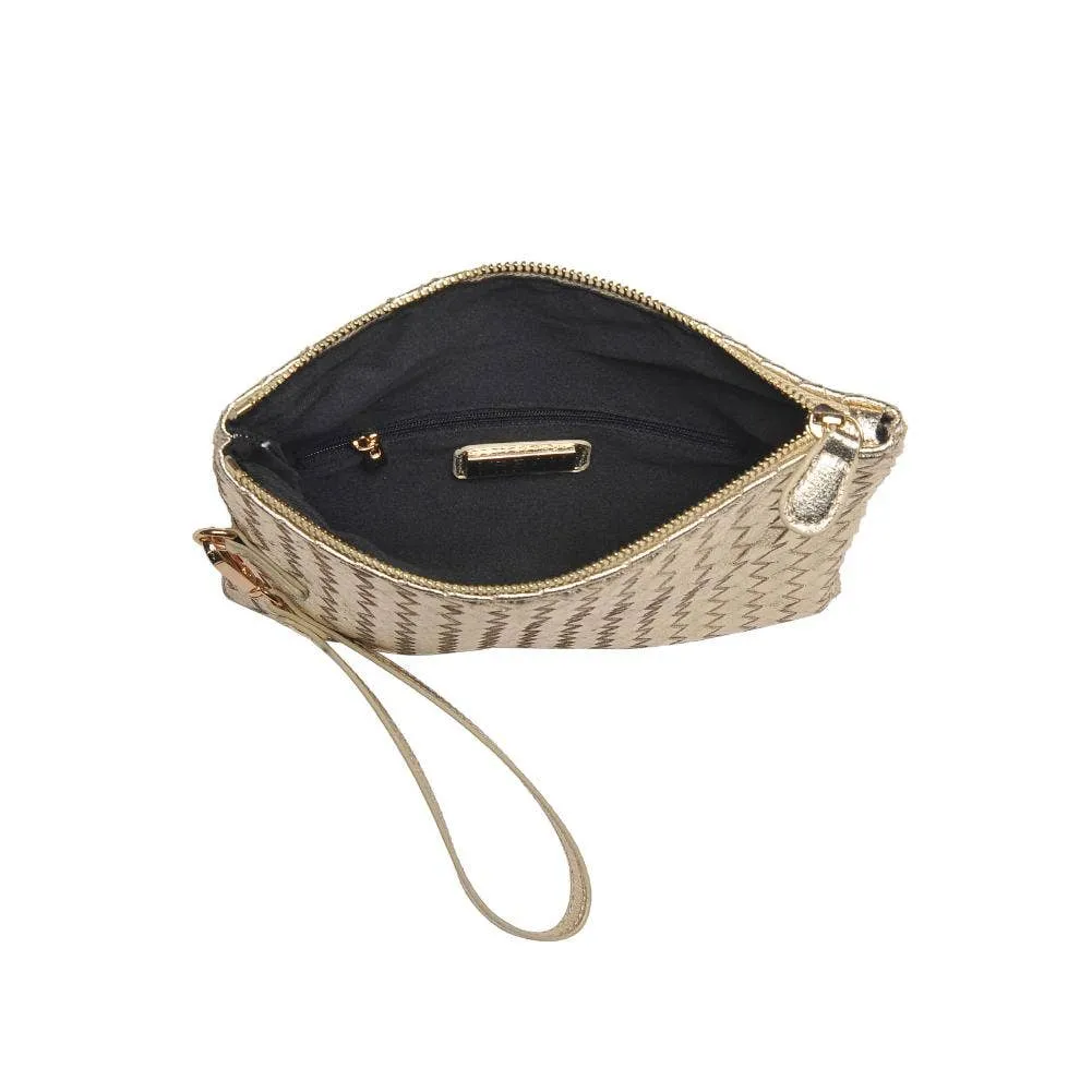 Aria Woven Wristlet Clutch - Gold