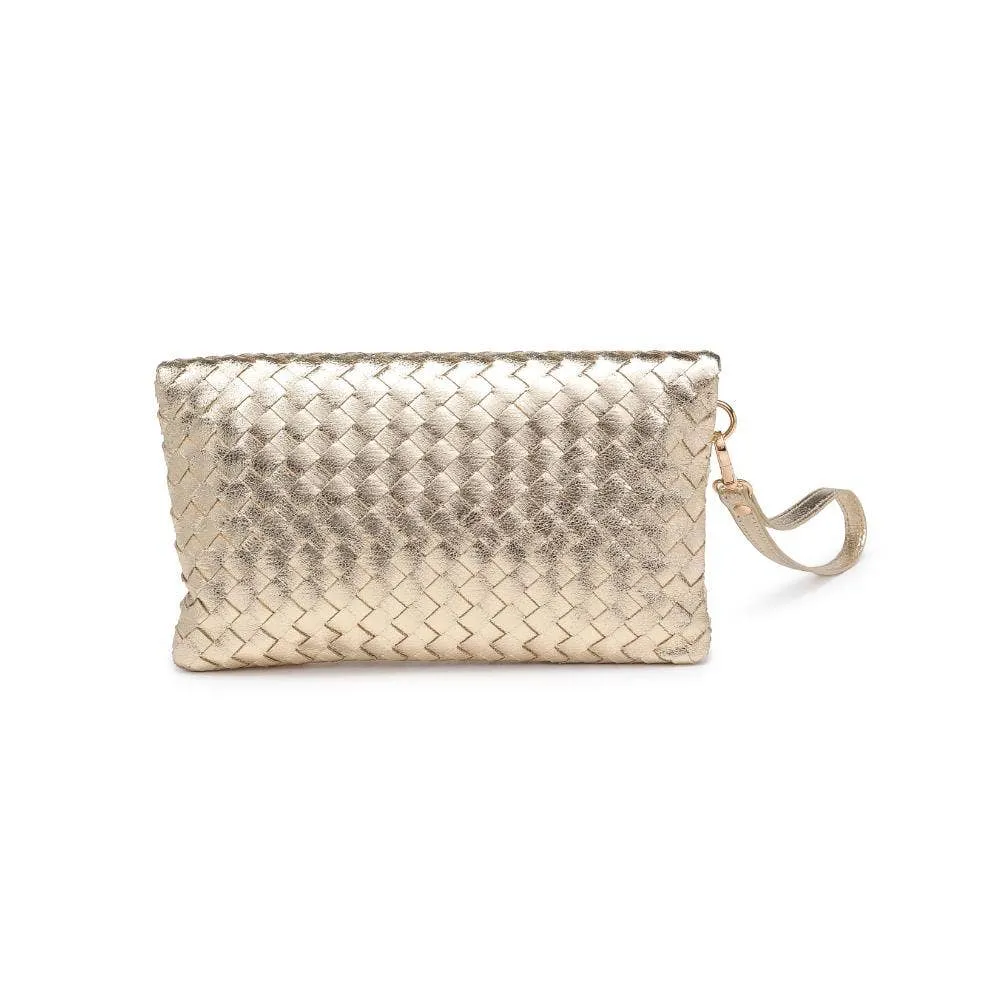 Aria Woven Wristlet Clutch - Gold
