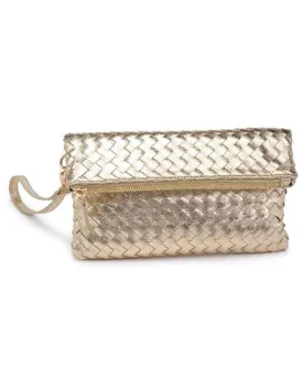 Aria Woven Wristlet Clutch - Gold