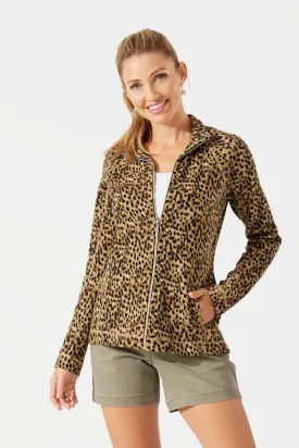 Aruba Lagoon Leopard Zip Sweatshirt