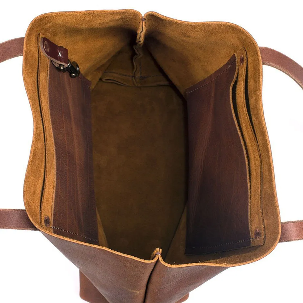 AVERY LEATHER TOTE BAG - LARGE - SADDLE