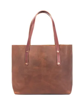AVERY LEATHER TOTE BAG - LARGE - SADDLE