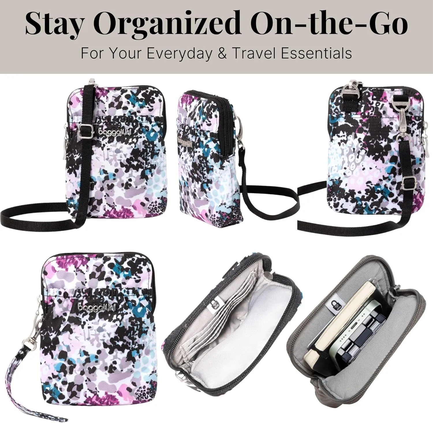 Baggallini Bryant Pouch Small Crossbody Bag for Women - Phone Purse with Crossbody Strap - Lightweight Crossbody Pouch