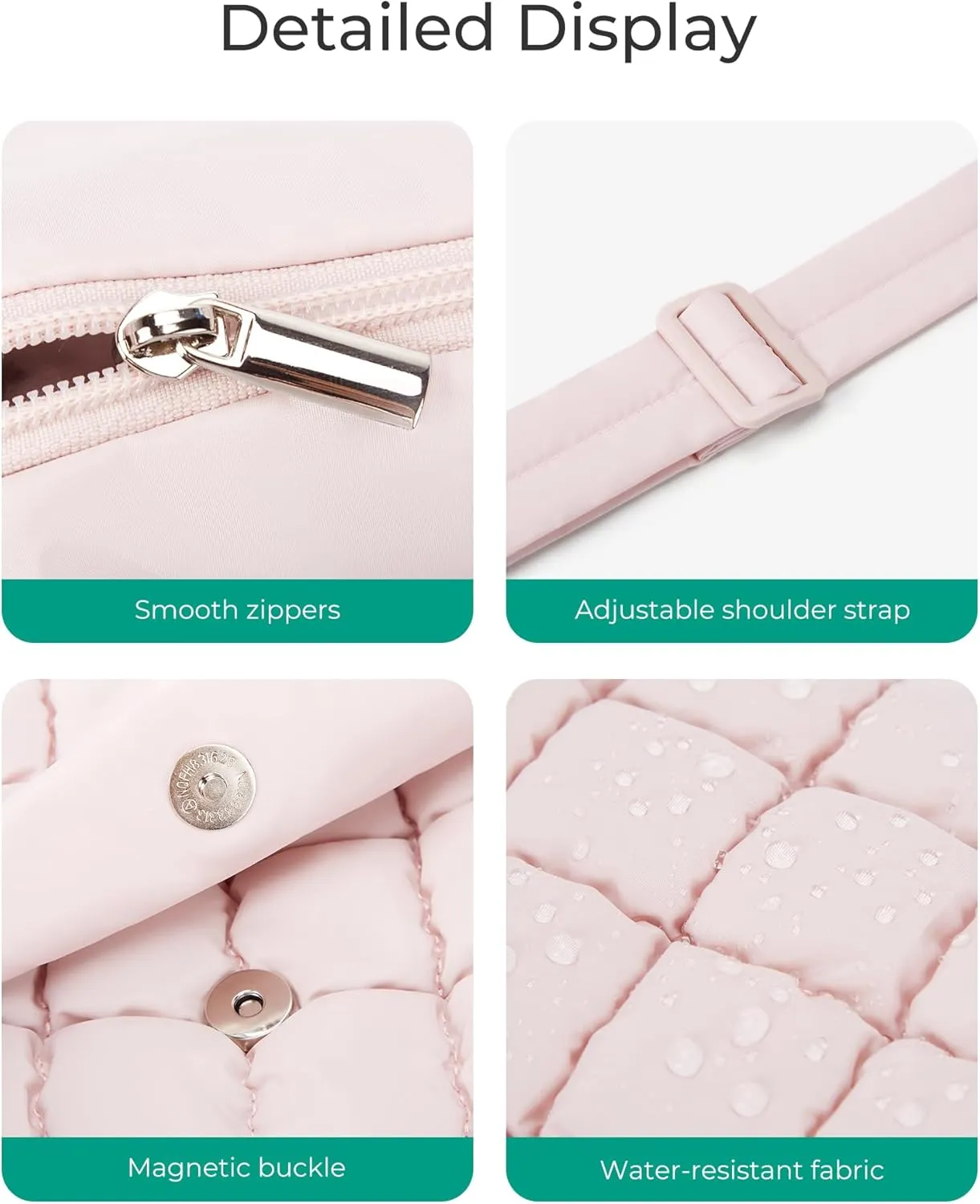 BAGSMART Medium Crossbody Bags for Women, Quilted Puffer Cross body Purse with Adjustable Strap