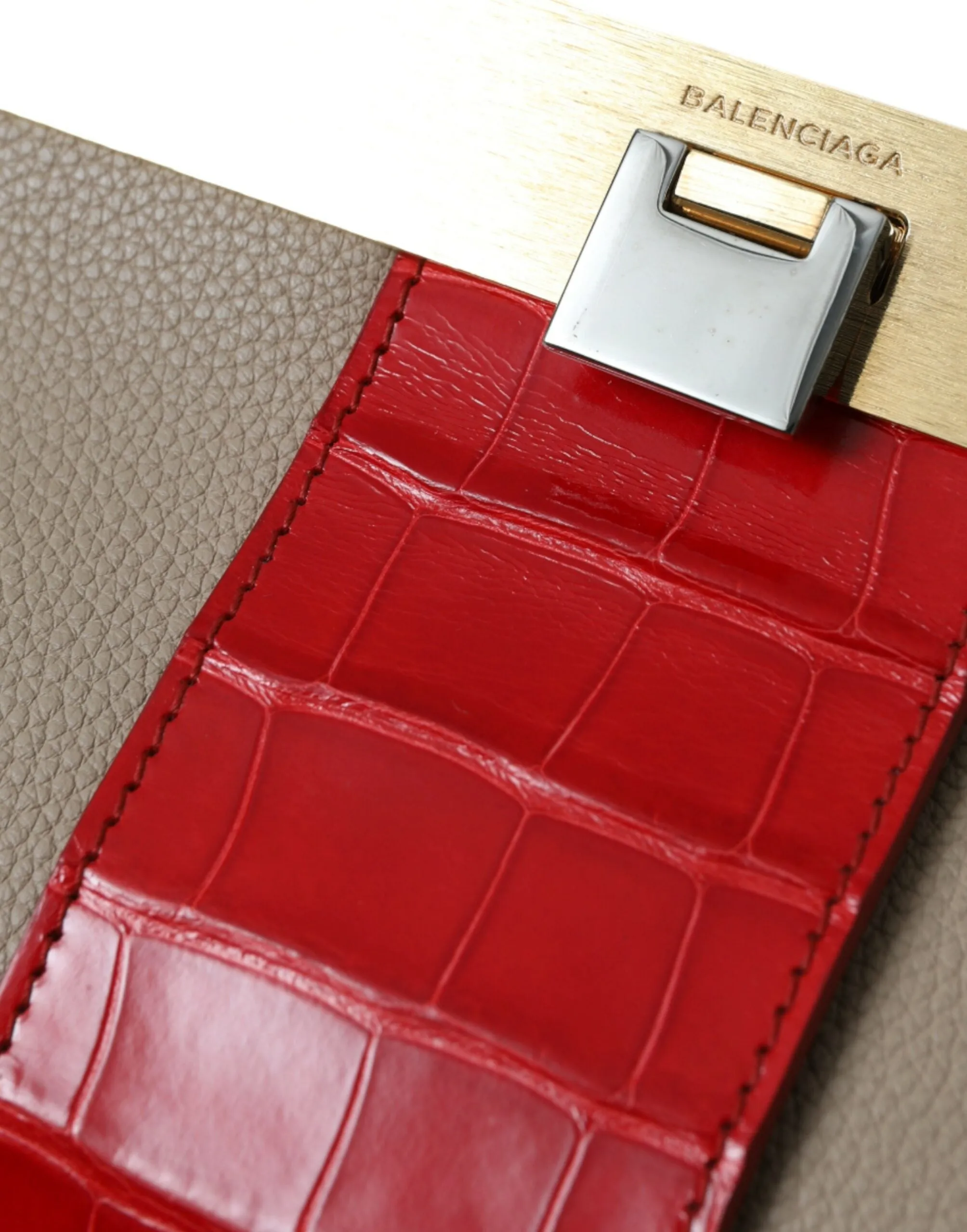 Balenciaga Two Tone Exotic Leather Women's Clutch