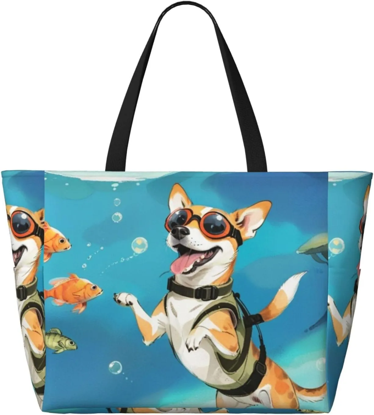 Beach Bag for Women, Tote Bags with Zipper, Sandproof Vacation Tote for Swim Cruise Pool