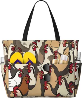 Beach Bag for Women, Tote Bags with Zipper, Sandproof Vacation Tote for Swim Cruise Pool