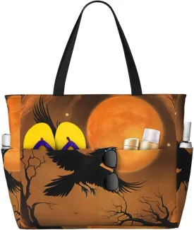 Beach Bag for Women, Tote Bags with Zipper, Sandproof Vacation Tote for Swim Cruise Pool