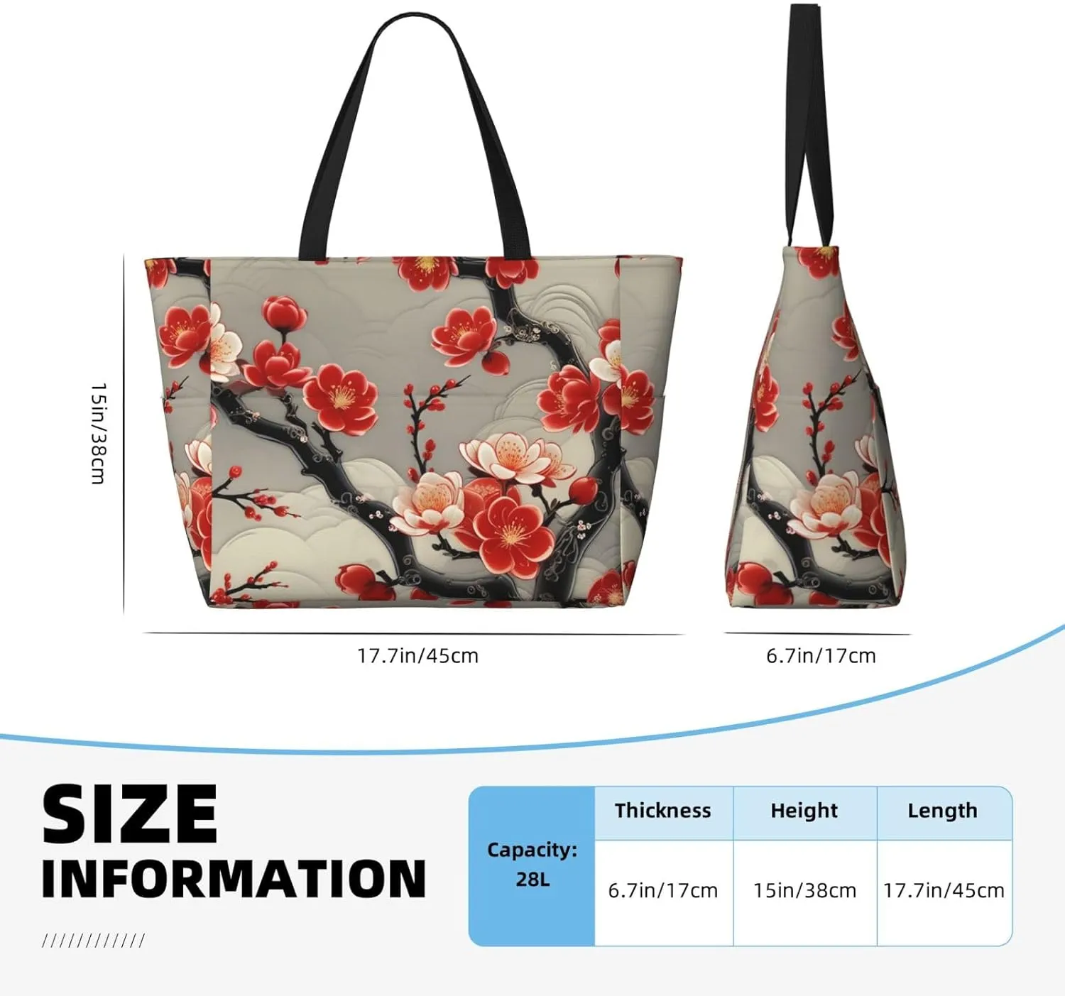 Beach Bag for Women, Tote Bags with Zipper, Sandproof Vacation Tote for Swim Cruise Pool