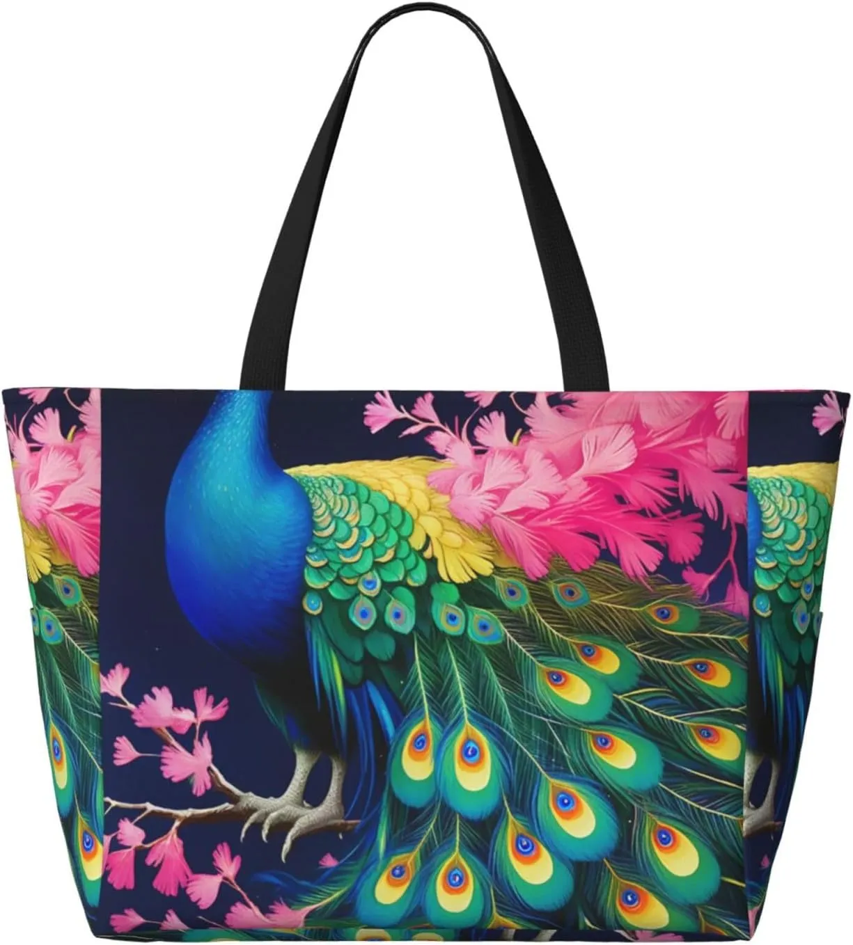 Beach Bag for Women, Tote Bags with Zipper, Sandproof Vacation Tote for Swim Cruise Pool