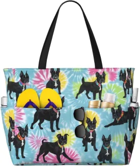 Beach Bag for Women, Tote Bags with Zipper, Sandproof Vacation Tote for Swim Cruise Pool