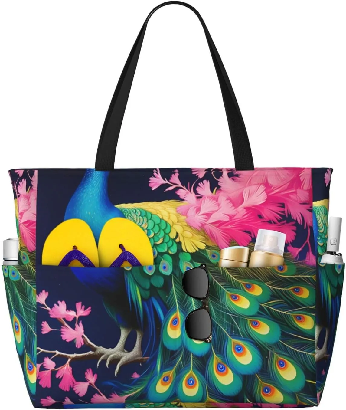 Beach Bag for Women, Tote Bags with Zipper, Sandproof Vacation Tote for Swim Cruise Pool
