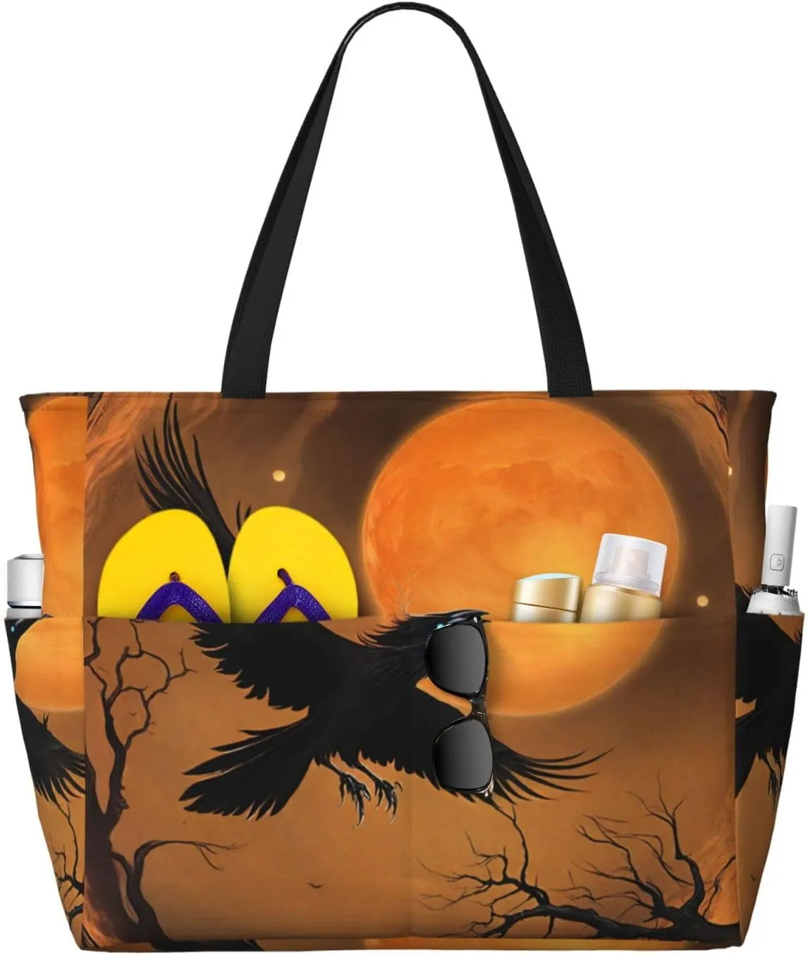 Beach Bag for Women, Tote Bags with Zipper, Sandproof Vacation Tote for Swim Cruise Pool