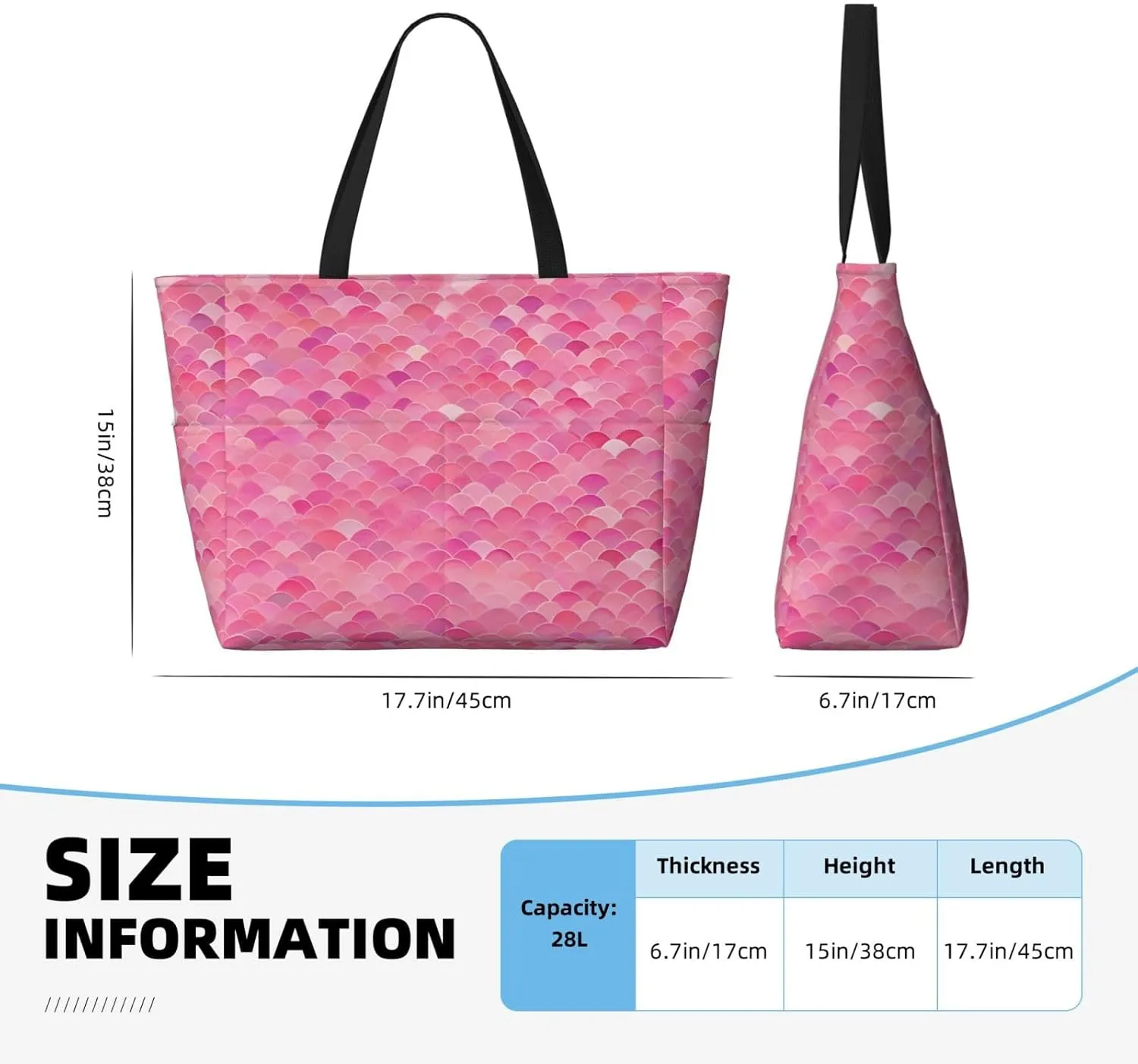 Beach Bag for Women, Tote Bags with Zipper, Sandproof Vacation Tote for Swim Cruise Pool