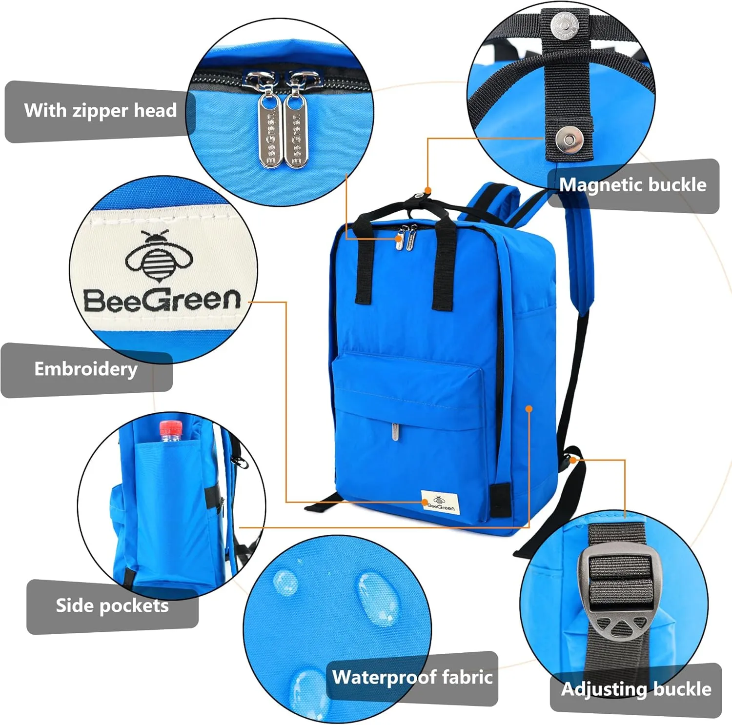 BeeGreen Travel Backpack for Women Men, Waterproof Backpack Backpack Carry on Flight Approved, Teacher Doctor Nurse Bag Casual Daypack for Weekender Business Hiking Commuter Gym-Black