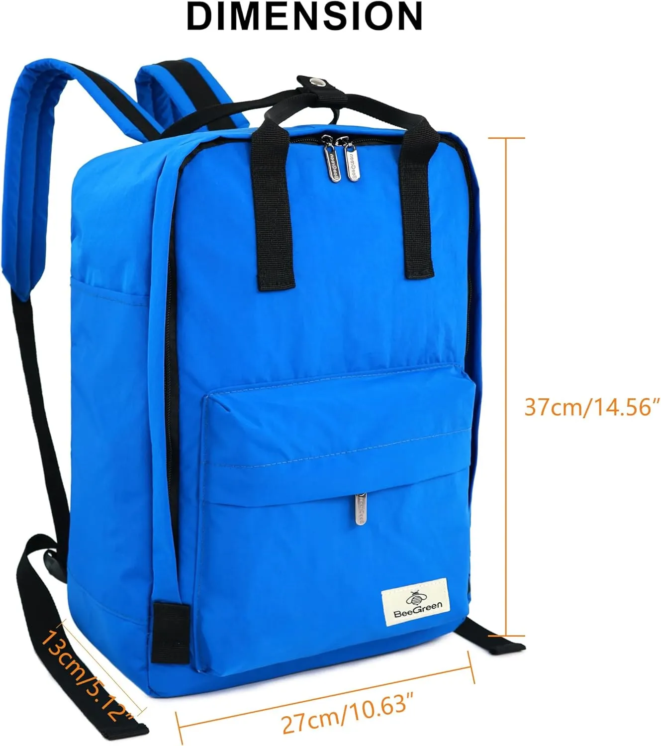 BeeGreen Travel Backpack for Women Men, Waterproof Backpack Backpack Carry on Flight Approved, Teacher Doctor Nurse Bag Casual Daypack for Weekender Business Hiking Commuter Gym-Black