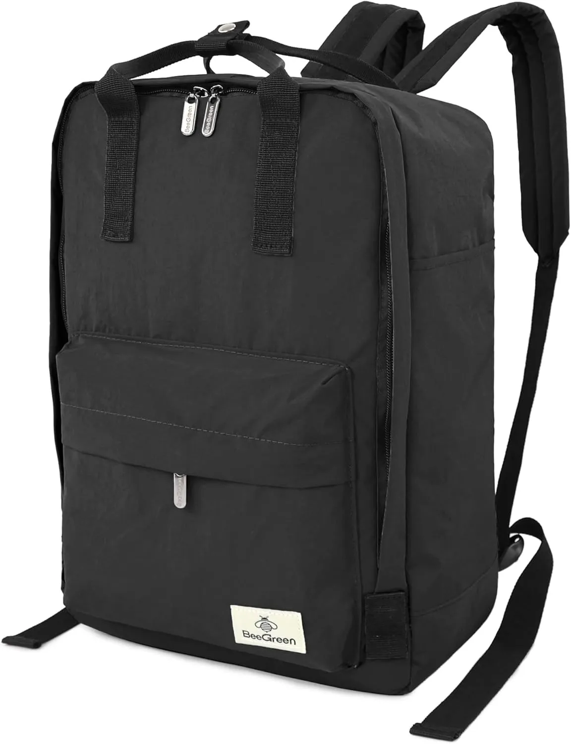 BeeGreen Travel Backpack for Women Men, Waterproof Backpack Backpack Carry on Flight Approved, Teacher Doctor Nurse Bag Casual Daypack for Weekender Business Hiking Commuter Gym-Black
