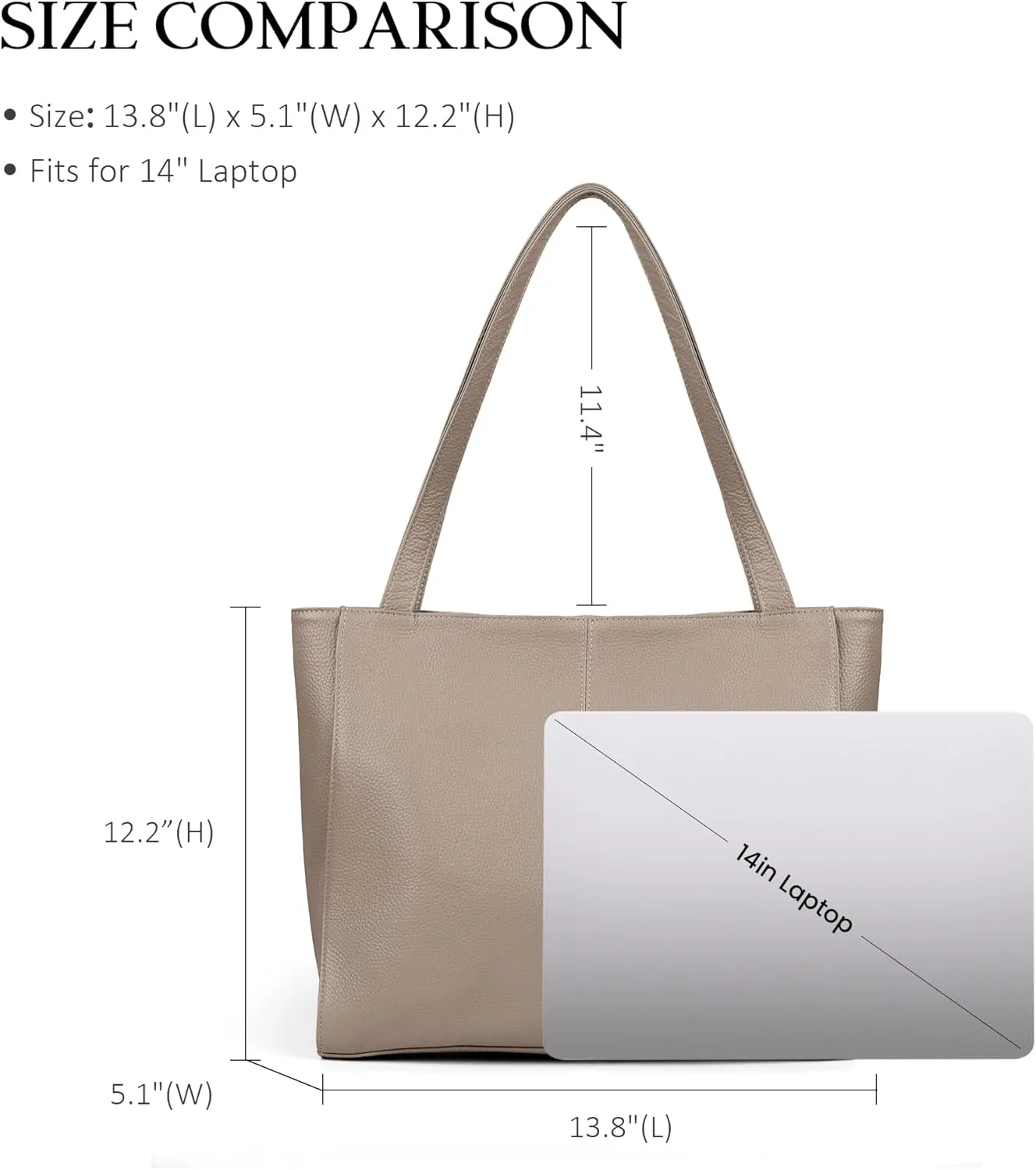 befen Genuine Leather Tote Bag for Women Work, Women's Leather Shoulder Bags Purses Satchel Handbags with Laptop Compartment