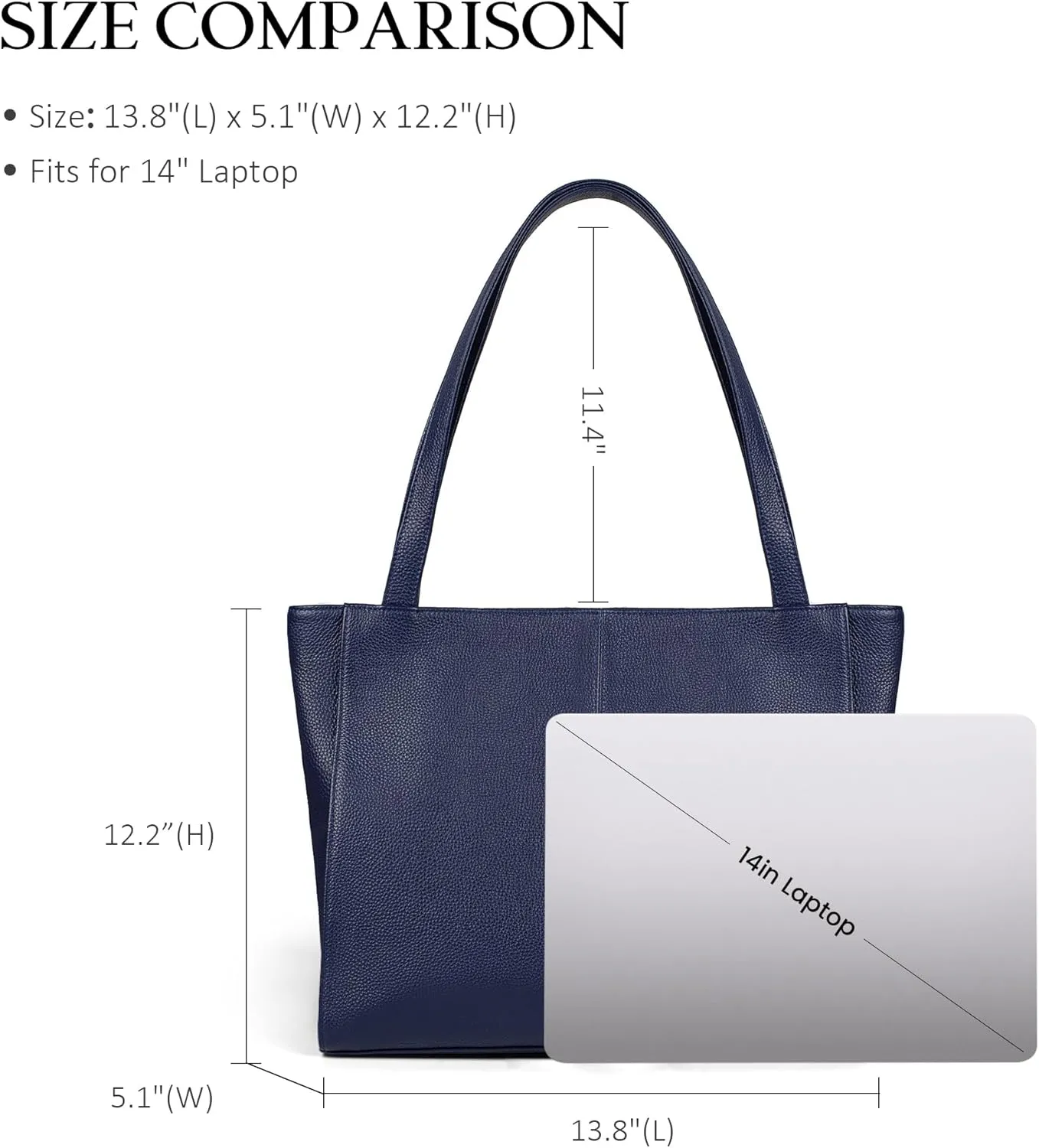 befen Genuine Leather Tote Bag for Women Work, Women's Leather Shoulder Bags Purses Satchel Handbags with Laptop Compartment