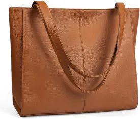befen Genuine Leather Tote Bag for Women Work, Women's Leather Shoulder Bags Purses Satchel Handbags with Laptop Compartment