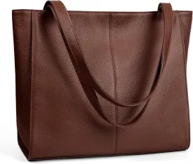 befen Genuine Leather Tote Bag for Women Work, Women's Leather Shoulder Bags Purses Satchel Handbags with Laptop Compartment
