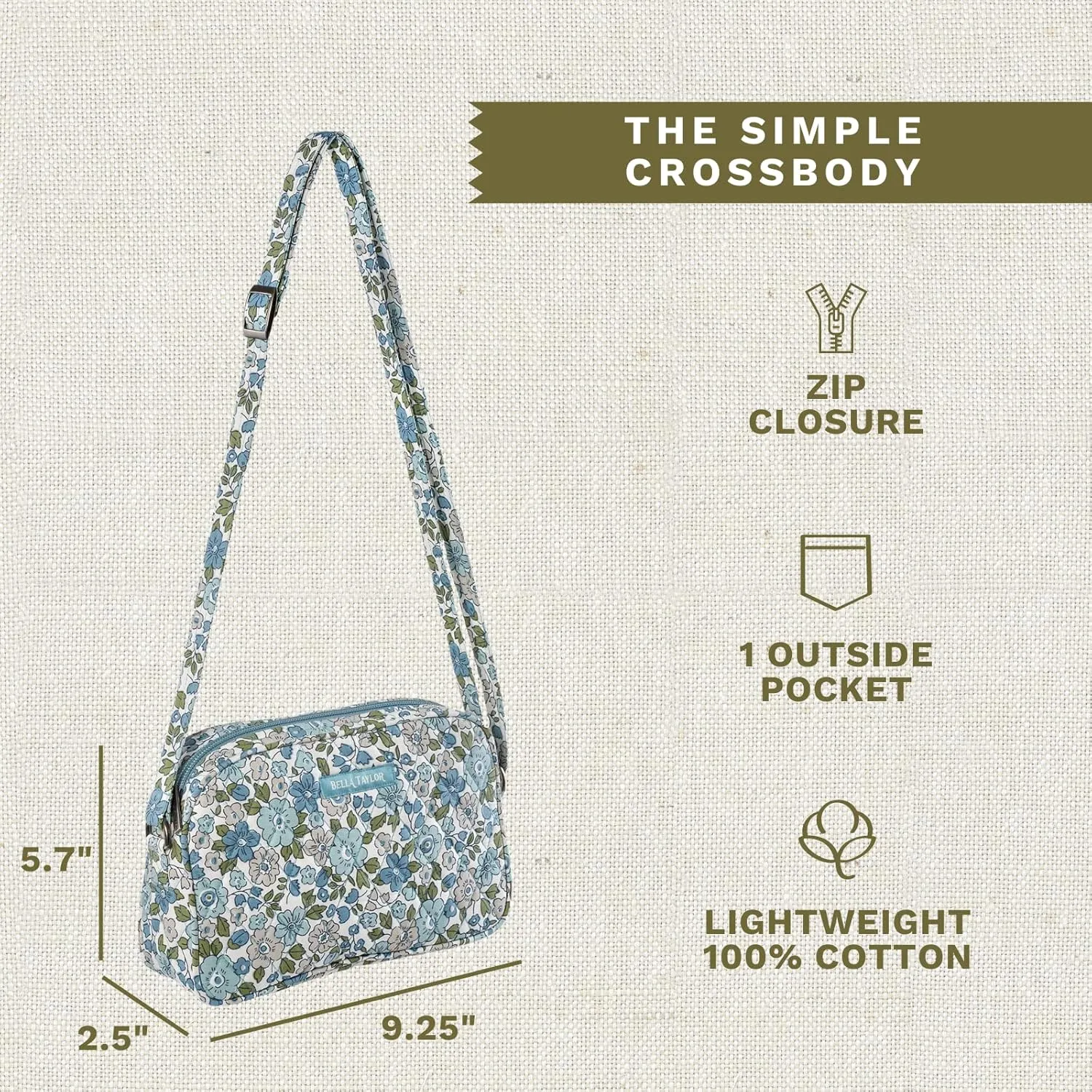 Bella Taylor Simple Crossbody Purse for Women, Small Shoulder Handbag