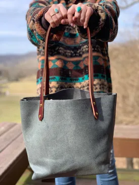 Big Mama Tote in Distressed Denim Hued Leather