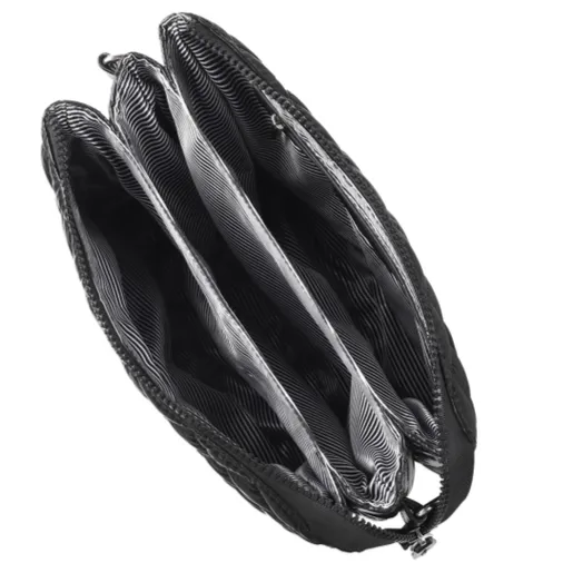 Black Nylon Puffer Quilt Crossbody Bag Chain Strap