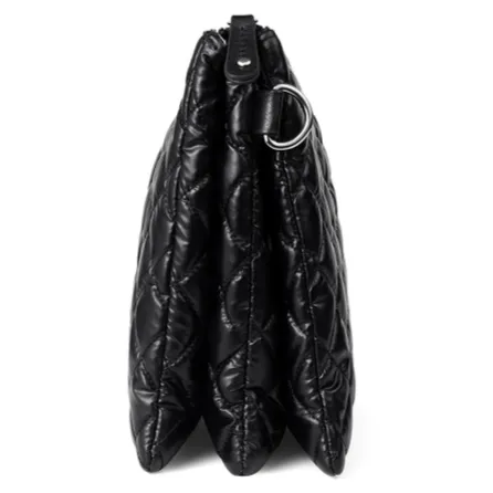 Black Nylon Puffer Quilt Crossbody Bag Chain Strap