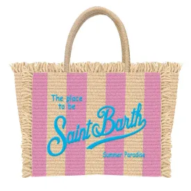 Borsa Tote Vanity Straw a Righe