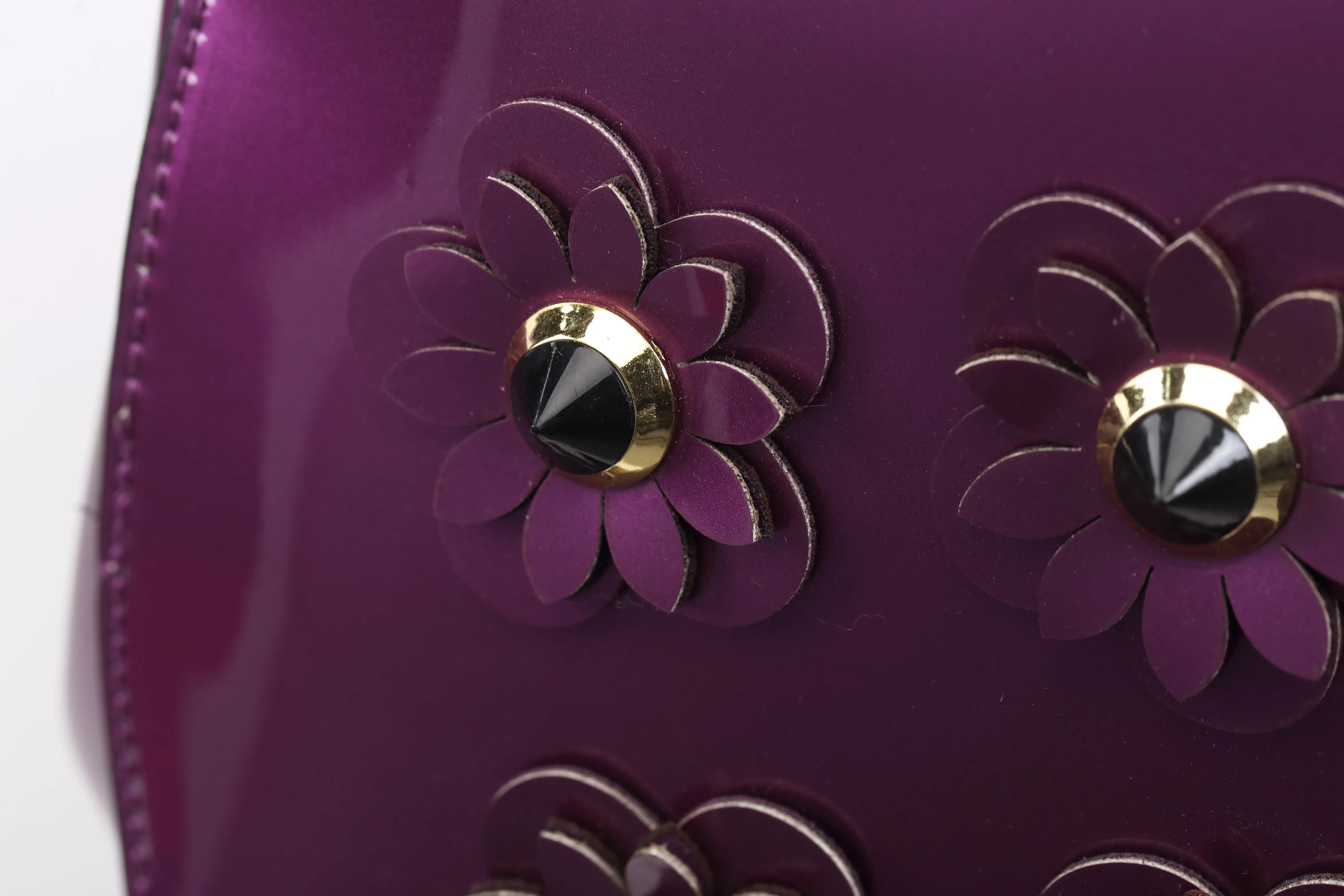 Brangio Glossy Floral Embellished Handbag
