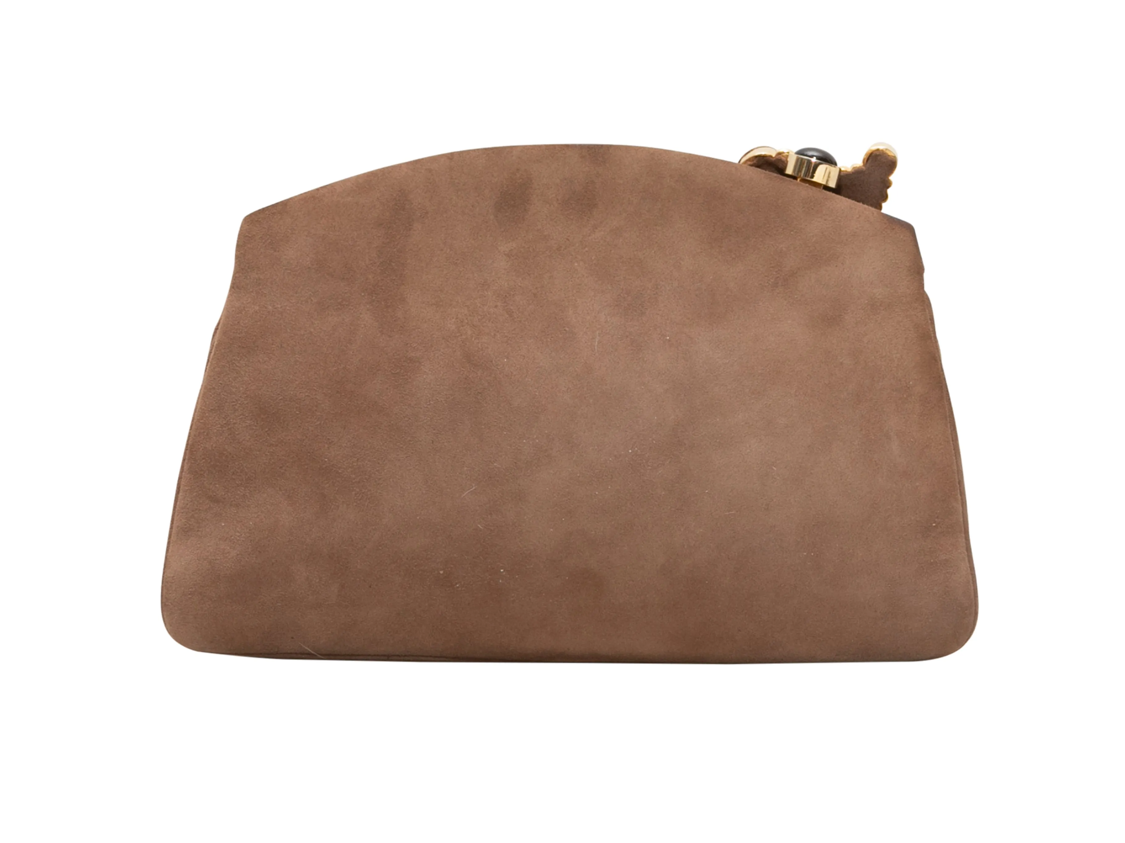 Brown Judith Leiber Suede Cabochon-Embellished Bag