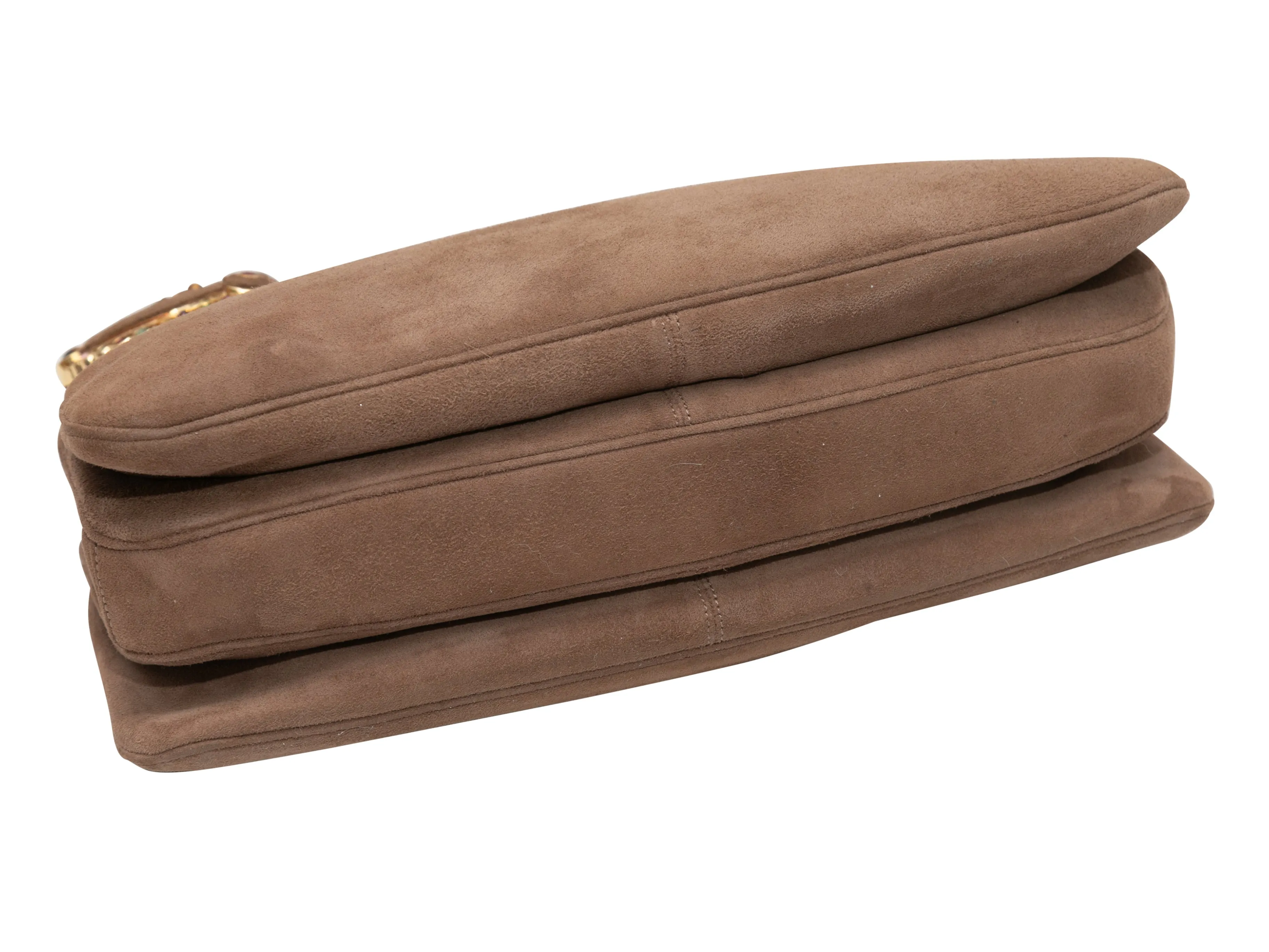 Brown Judith Leiber Suede Cabochon-Embellished Bag