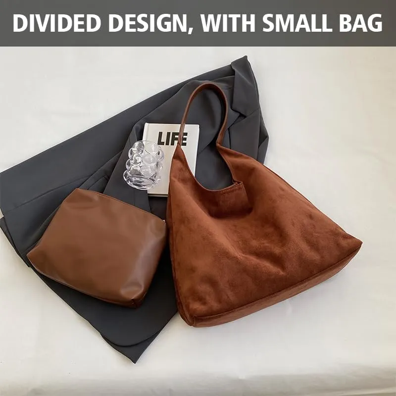 Brown Suede Bags for Women 2024 New Brown Suede Tote Bag for Women Suede Bag Brown Suede Purse Bag