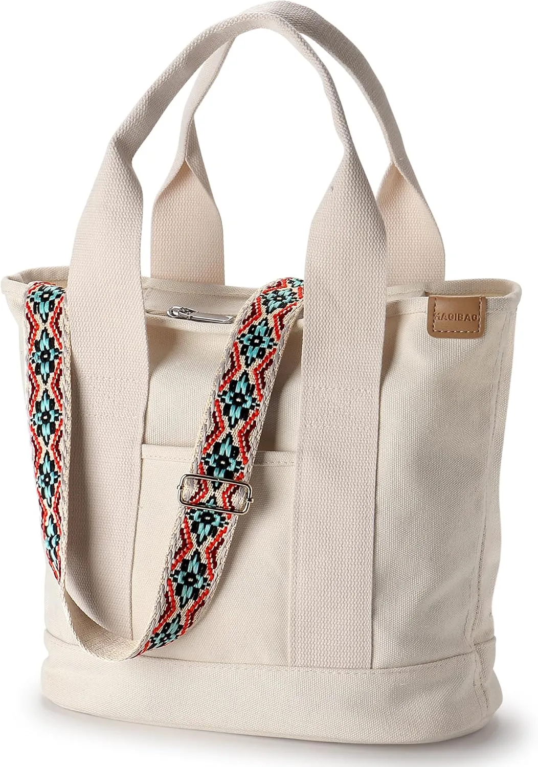 Canvas Tote Bag for Women Crossbody Shoulder Work Gym School Travel Tote Bag Satchel Handbags with Zipper and Compartments