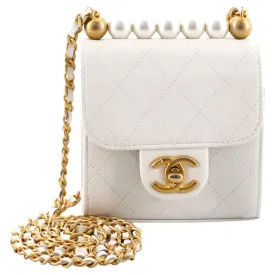 CHANEL Iconic Quilted Chic Pearls Crossbody Bag Quilted Goatskin Mini Bag ladies