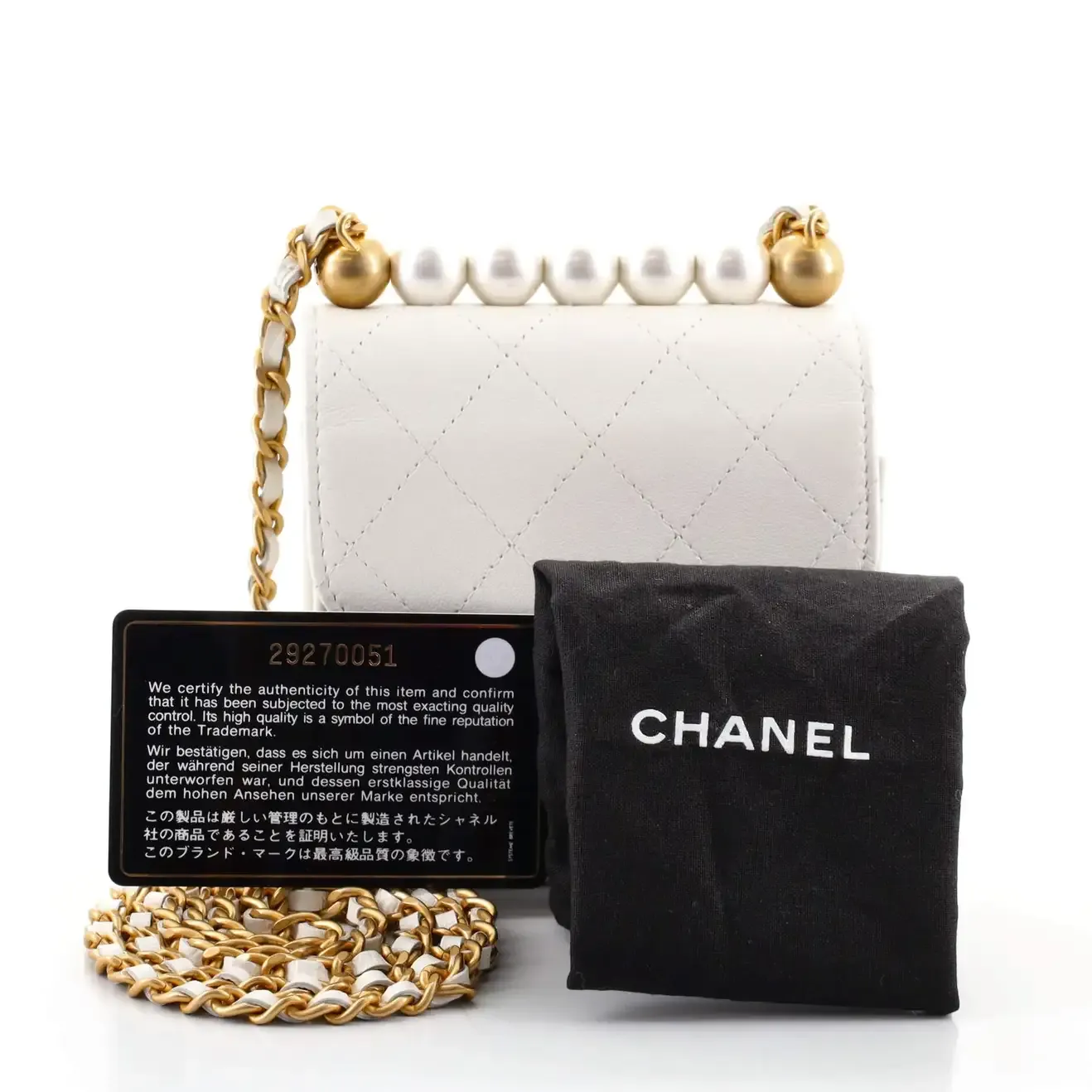 CHANEL Iconic Quilted Chic Pearls Crossbody Bag Quilted Goatskin Mini Bag ladies