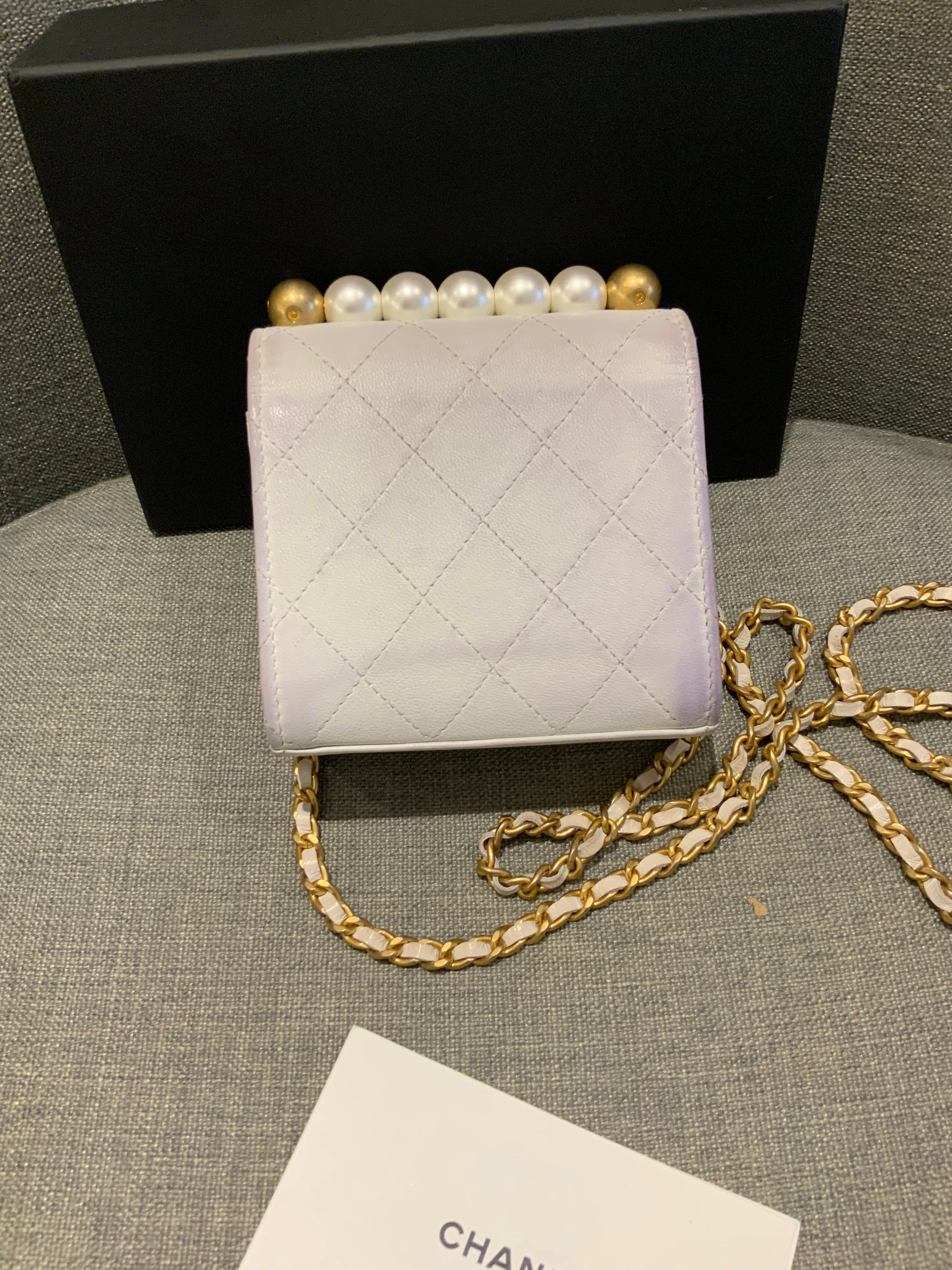 CHANEL Iconic Quilted Chic Pearls Crossbody Bag Quilted Goatskin Mini Bag ladies