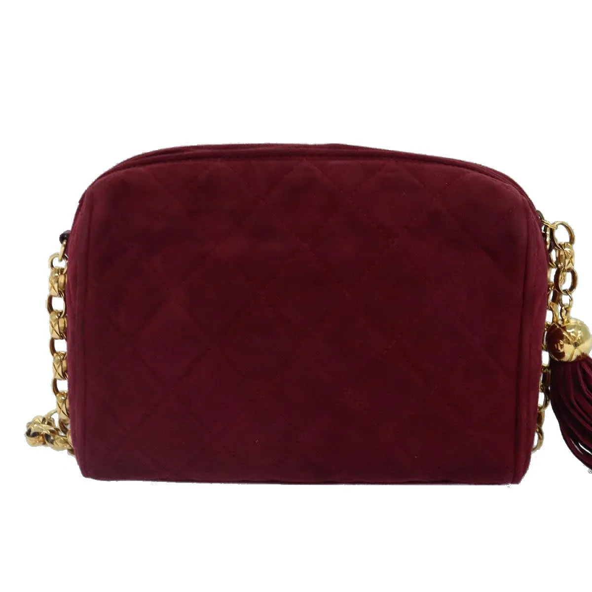 CHANEL Matelasse COCO Mark Chain Fringe Shoulder Bag Suede Red CC Auth yk14444A