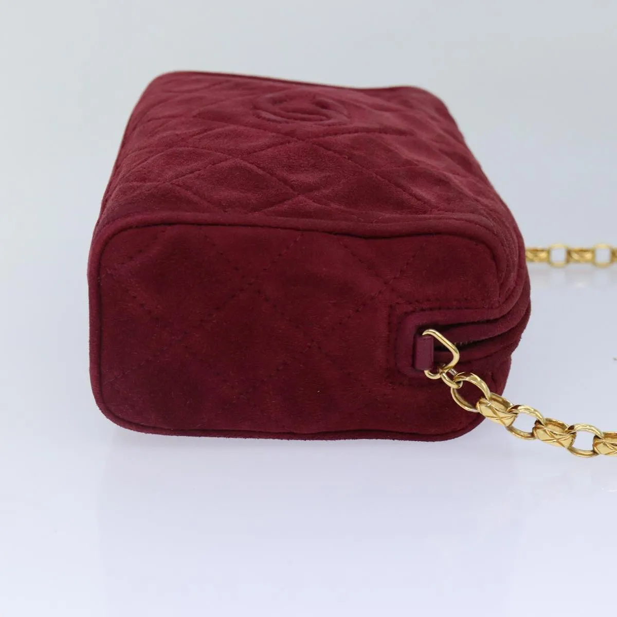 CHANEL Matelasse COCO Mark Chain Fringe Shoulder Bag Suede Red CC Auth yk14444A