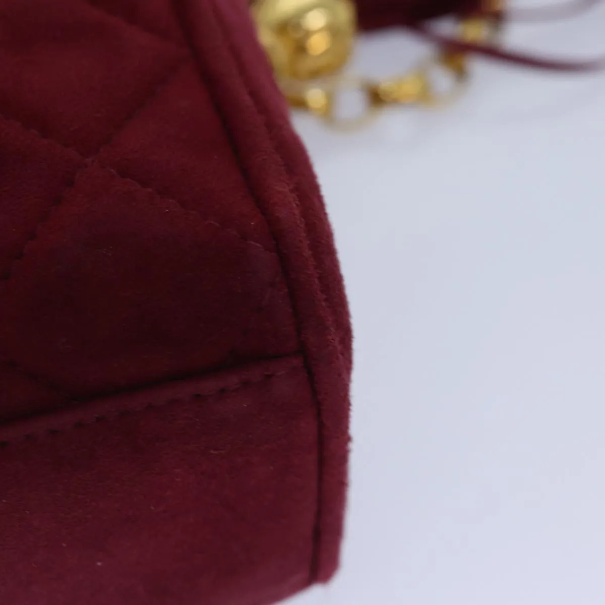CHANEL Matelasse COCO Mark Chain Fringe Shoulder Bag Suede Red CC Auth yk14444A