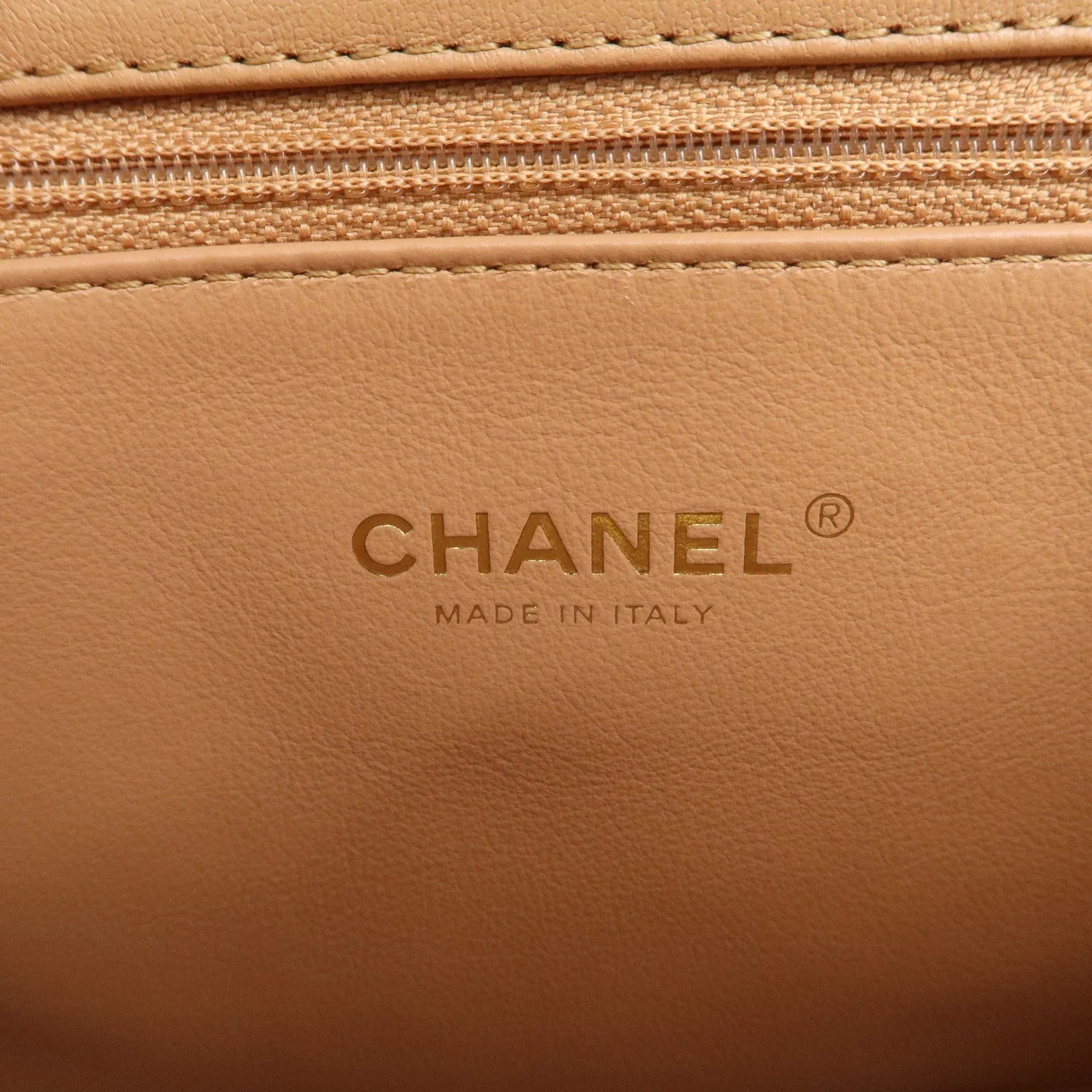 CHANEL Matelasse Lamb Skin Chain Shoulder Bag Beige Gold HDW