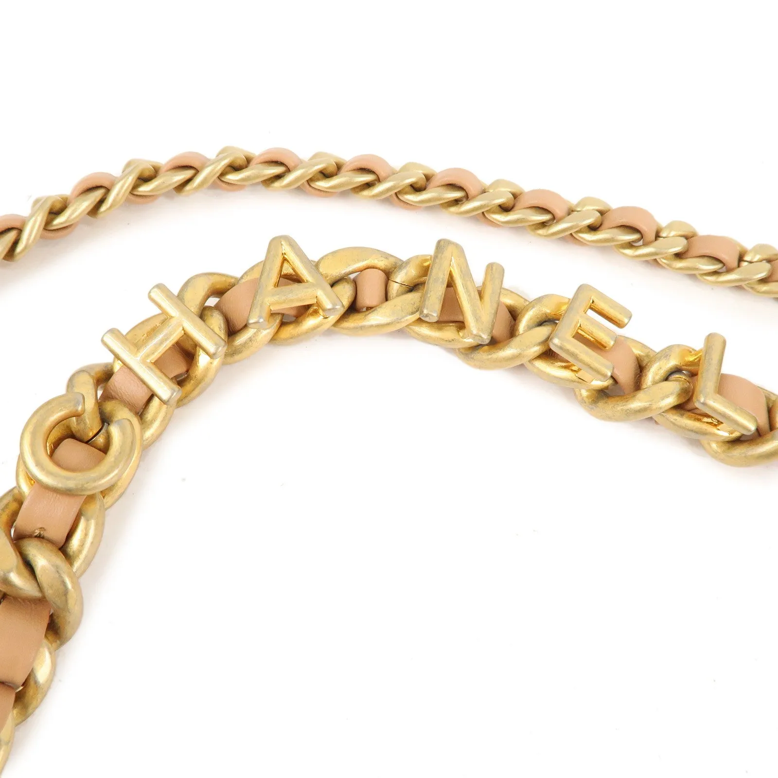 CHANEL Matelasse Lamb Skin Chain Shoulder Bag Beige Gold HDW